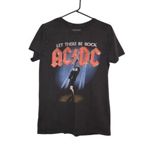 AC/DC Graphic T-Shirt Women M Black Good Let There Be Rock World Tour Band Tee